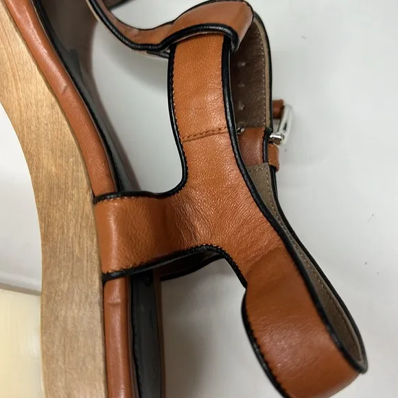MARNI T-Strap Platform Heeled Sandals Brown/Black Leather Women’s Size 38