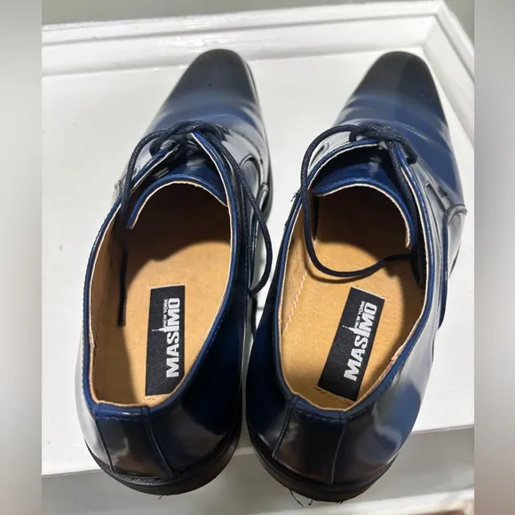 Masimo New York Royal Blue/Black Lace Up Oxford Dress Shoes-size 10.5