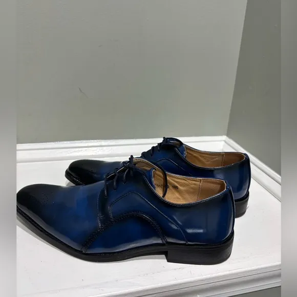 Masimo New York Royal Blue/Black Lace Up Oxford Dress Shoes-size 10.5