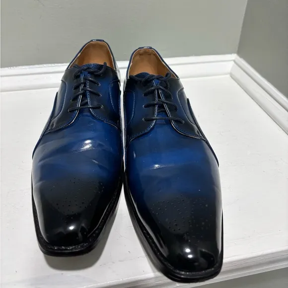 Masimo New York Royal Blue/Black Lace Up Oxford Dress Shoes-size 10.5