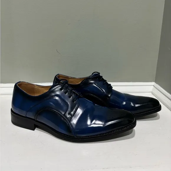 Masimo New York Royal Blue/Black Lace Up Oxford Dress Shoes-size 10.5