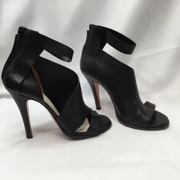 Mason Martin Margiela Stiletto Womens Heels 38.5 M Black Leather Peep-toe Shoes