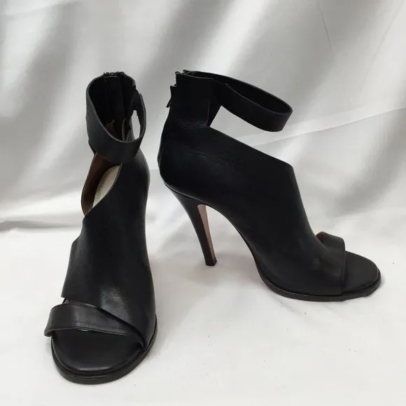 Mason Martin Margiela Stiletto Womens Heels 38.5 M Black Leather Peep-toe Shoes
