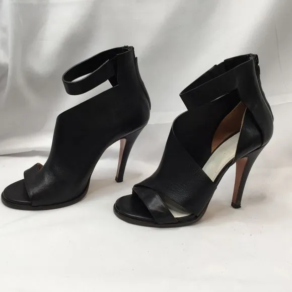 Mason Martin Margiela Stiletto Womens Heels 38.5 M Black Leather Peep-toe Shoes