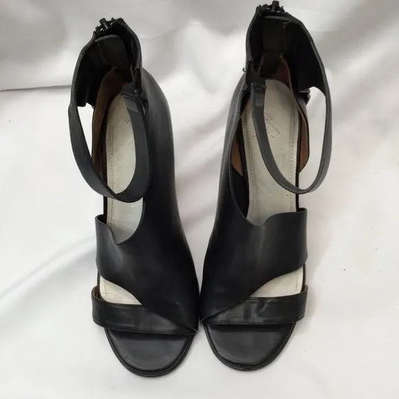 Mason Martin Margiela Stiletto Womens Heels 38.5 M Black Leather Peep-toe Shoes
