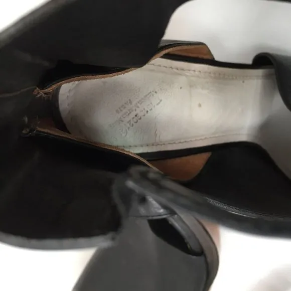 Mason Martin Margiela Stiletto Womens Heels 38.5 M Black Leather Peep-toe Shoes