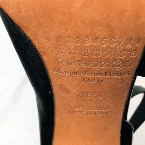 Mason Martin Margiela Stiletto Womens Heels 38.5 M Black Leather Peep-toe Shoes