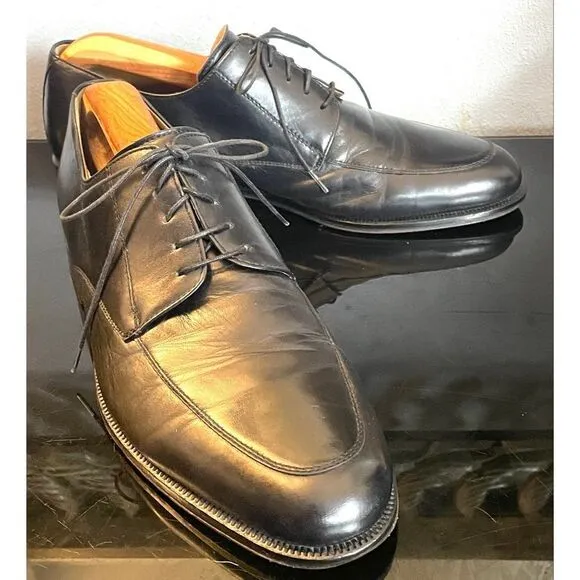 Massimo Emporio Mens Black Leather Lace-Up Oxford Dress Shoes Black Spain SZ 10M