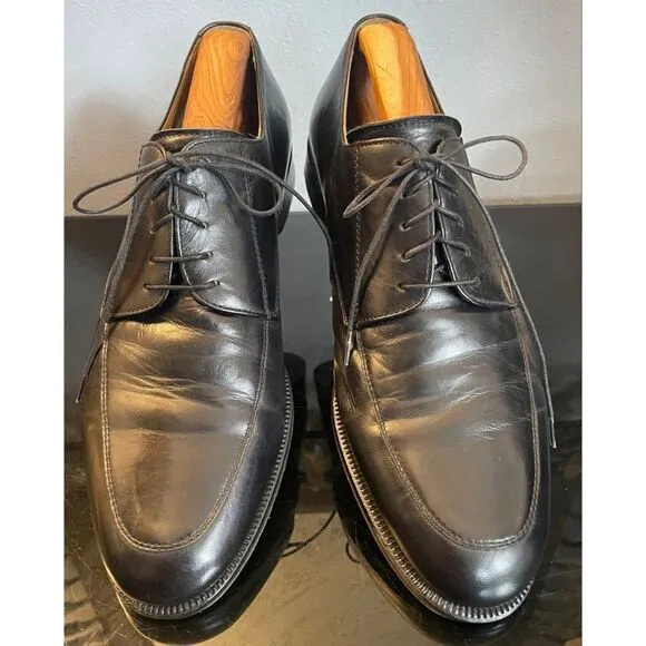 Massimo Emporio Mens Black Leather Lace-Up Oxford Dress Shoes Black Spain SZ 10M