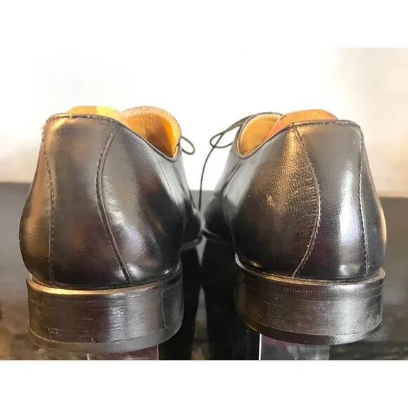 Massimo Emporio Mens Black Leather Lace-Up Oxford Dress Shoes Black Spain SZ 10M