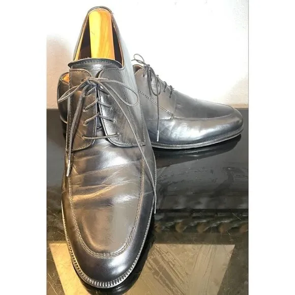 Massimo Emporio Mens Black Leather Lace-Up Oxford Dress Shoes Black Spain SZ 10M