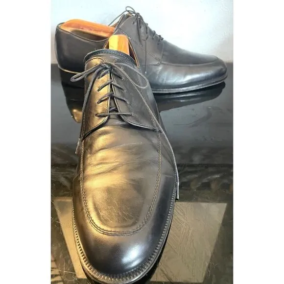 Massimo Emporio Mens Black Leather Lace-Up Oxford Dress Shoes Black Spain SZ 10M