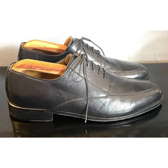 Massimo Emporio Mens Black Leather Lace-Up Oxford Dress Shoes Black Spain SZ 10M