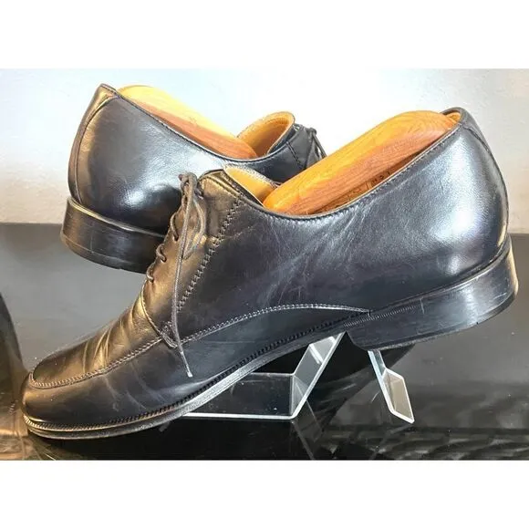 Massimo Emporio Mens Black Leather Lace-Up Oxford Dress Shoes Black Spain SZ 10M