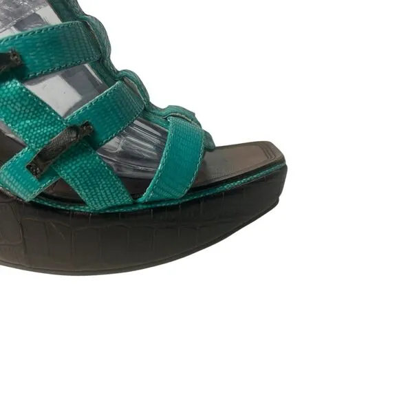 Matiko Anthropologie Espadrille Sandals Blue Leather 8.5 Women Fast Shipping