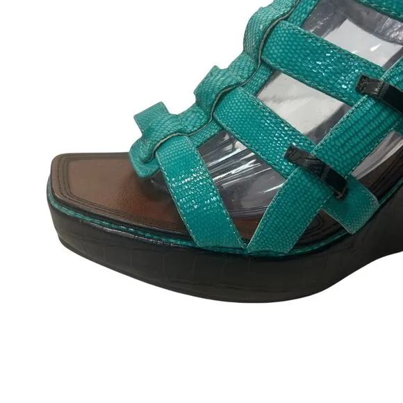 Matiko Anthropologie Espadrille Sandals Blue Leather 8.5 Women Fast Shipping