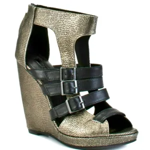 Matiko Sachs Genuine Leather Snakeskin Gladiator Sandals