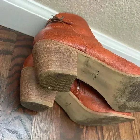Matisse Folk Brick Red Leather Peep Toe Booties Boots Shoes Lulus Size 7.5 $167