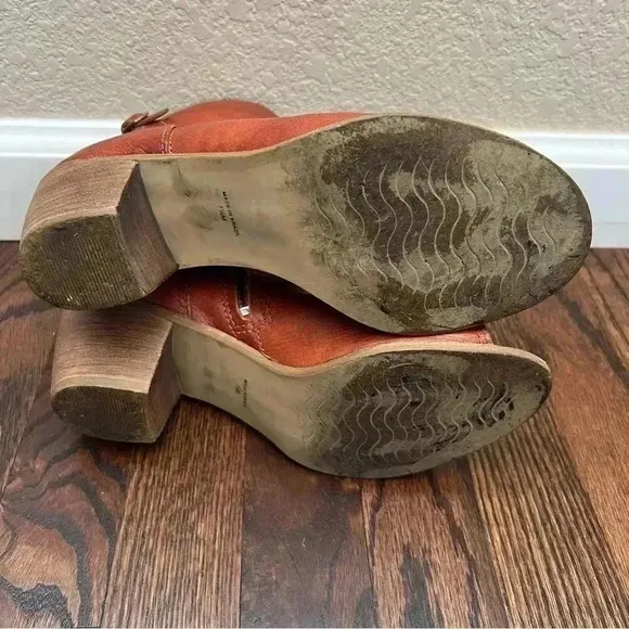 Matisse Folk Brick Red Leather Peep Toe Booties Boots Shoes Lulus Size 7.5 $167