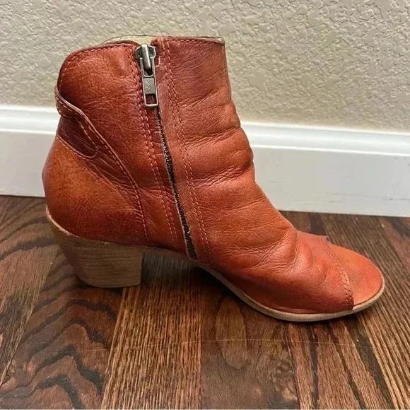 Matisse Folk Brick Red Leather Peep Toe Booties Boots Shoes Lulus Size 7.5 $167