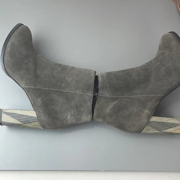 MATISSE SUDE ANKLE BOOTS HERRINGBONE WOOD HEEL 7.5