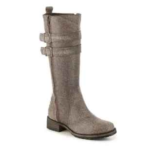 Matisse | Women’s grey distressed pebbled leather side zip low heel boots, sz 9M