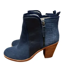 Matt‎ Bernson Holt Ankle Boots, women's size 10, leather uppers, navy blue suede