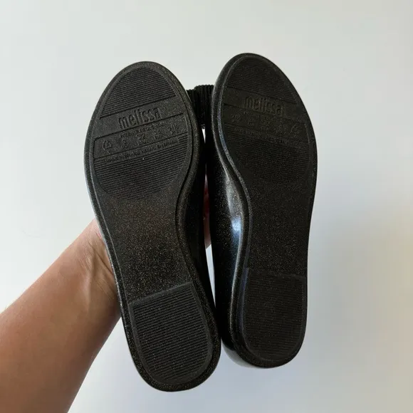 Mel by Melissa Space Love x Jason Wu Black Glitter Ballet Flats Shoes