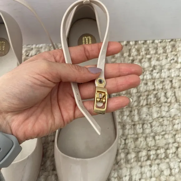 MELISSA | Elegant Beige Peep-Toe Heels with red bottoms