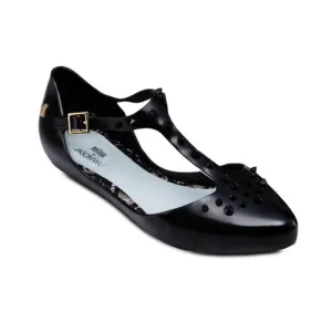 Melissa Jason Wu Doris Flats Black Spikes Studded Edgy Ballet Shiny Patent Jelly