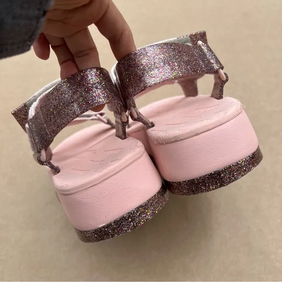 Melissa Papete   Rider Platform II Sandals Pink Glitters Size 7