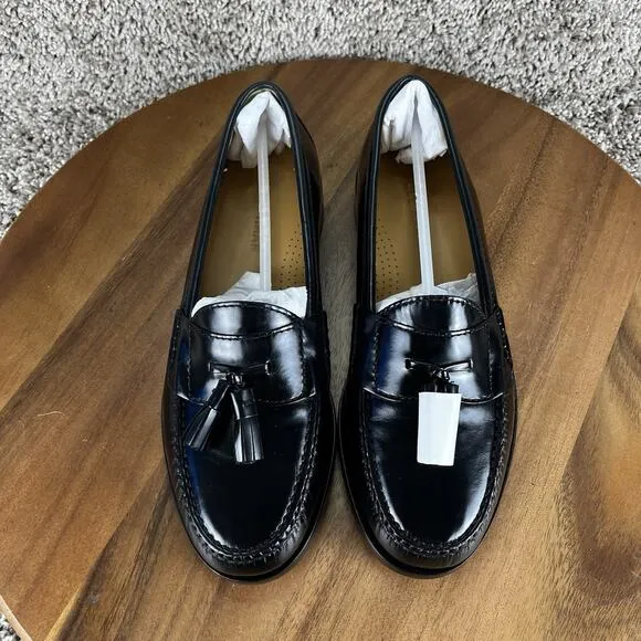Mens 6.5 D - Cole Haan Pinch Tassel Black Leather Loafer Dress Shoes C03506