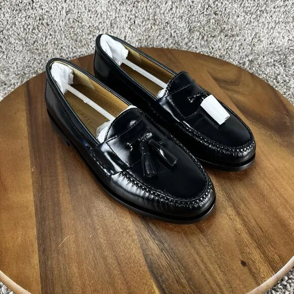 Mens 6.5 D - Cole Haan Pinch Tassel Black Leather Loafer Dress Shoes C03506