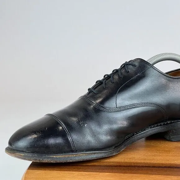 Mens‎ Allen Edmonds Park Avenue Cap Toe Black Leather Dress Shoes Size 9.5 D GUC