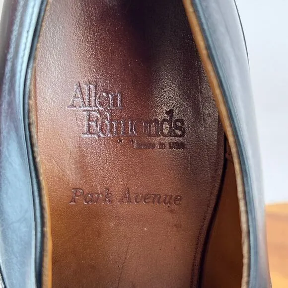 Mens‎ Allen Edmonds Park Avenue Cap Toe Black Leather Dress Shoes Size 9.5 D GUC