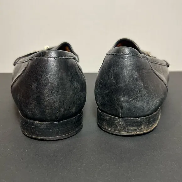 Mens ALLEN EDMONDS Verona II Black Leather Horse Bit Loafers / Size 10 Wide