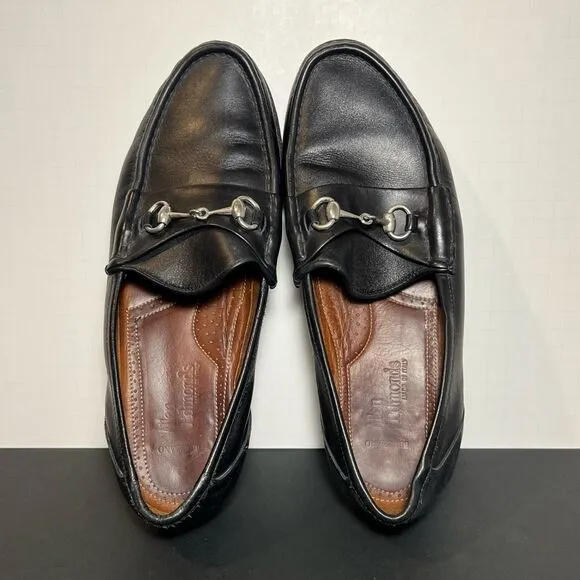 Mens ALLEN EDMONDS Verona II Black Leather Horse Bit Loafers / Size 10 Wide