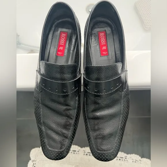 Men's Black dress shoes, Rossi, Size EUR 43/ US 10