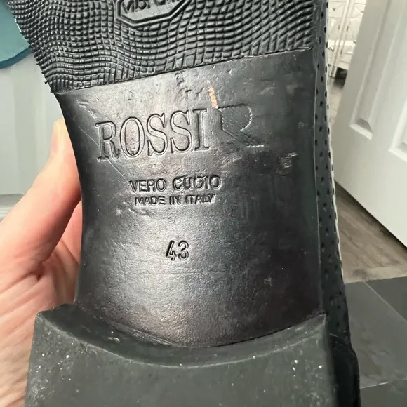 Men's Black dress shoes, Rossi, Size EUR 43/ US 10
