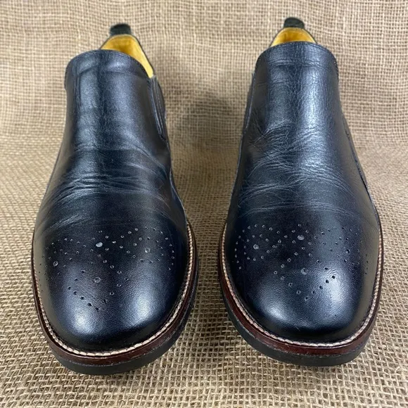 Mens Dress Shoe Black Oxford Slip ons leather Sandro Moscoloni sz 15 D
