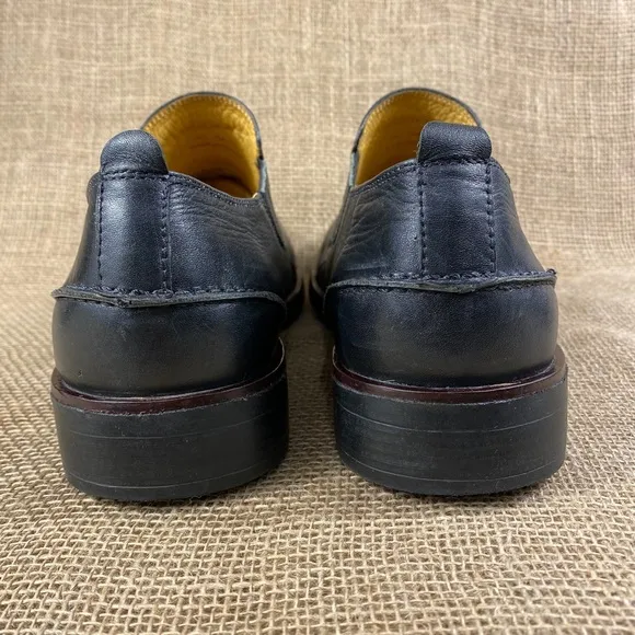 Mens Dress Shoe Black Oxford Slip ons leather Sandro Moscoloni sz 15 D