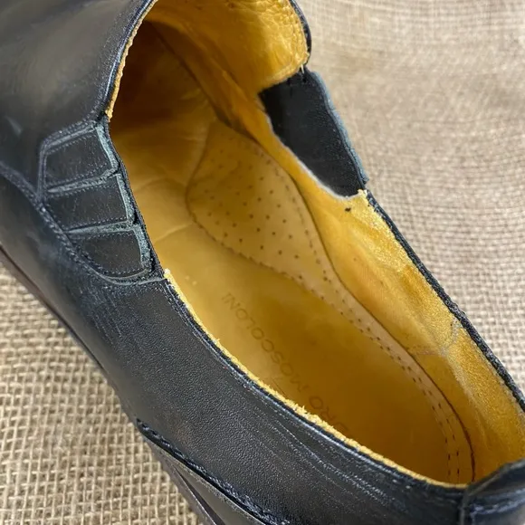Mens Dress Shoe Black Oxford Slip ons leather Sandro Moscoloni sz 15 D