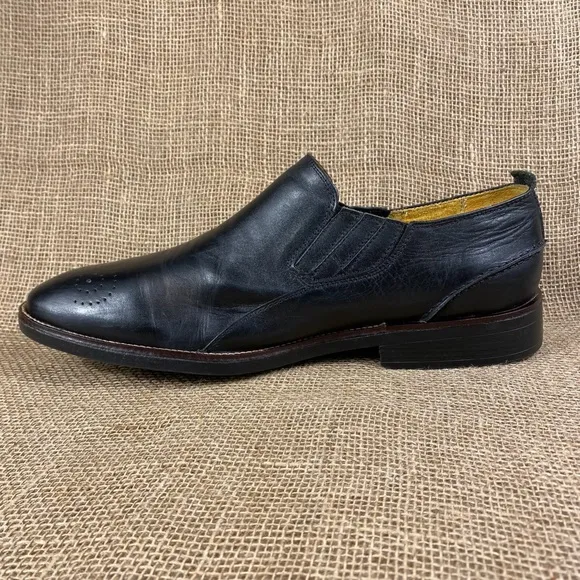 Mens Dress Shoe Black Oxford Slip ons leather Sandro Moscoloni sz 15 D