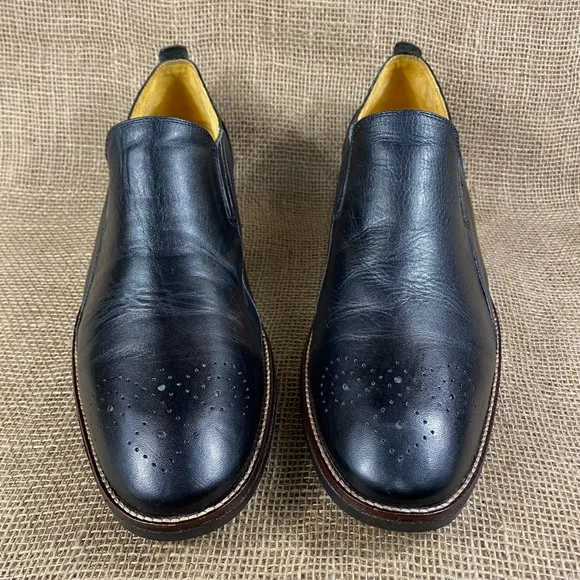 Mens Dress Shoe Black Oxford Slip ons leather Sandro Moscoloni sz 15 D
