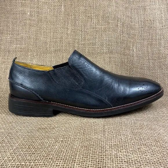 Mens Dress Shoe Black Oxford Slip ons leather Sandro Moscoloni sz 15 D