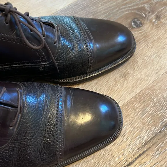 Men's Magnanni Dress Shoes Dark Brown Wing Tip Leather Made In Spain Sz 9