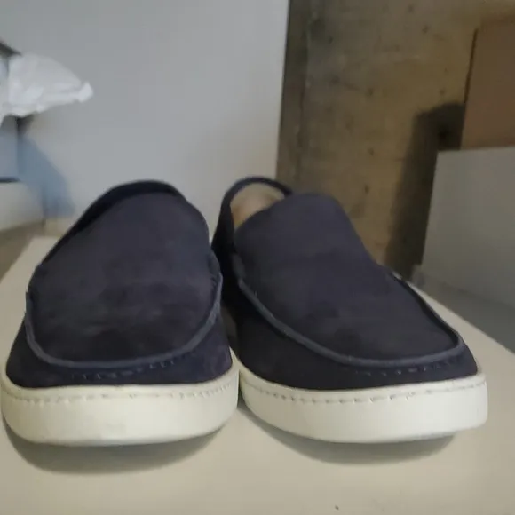 Men's Navy Loafers with White Soles