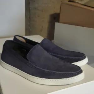 Men's Navy Loafers with White Soles