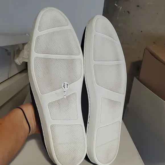 Men's Navy Loafers with White Soles