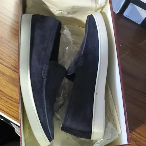Men's Navy Loafers with White Soles